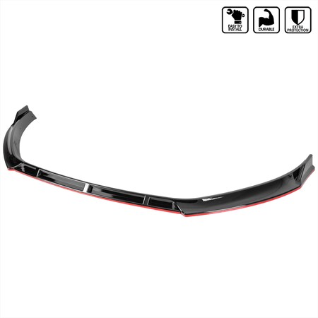Spec-D Tuning 14-17 Volkswagen Golf Front Bumper Lip Glossy Black With Red Trim LPF-GLF14GB-RD-PQ